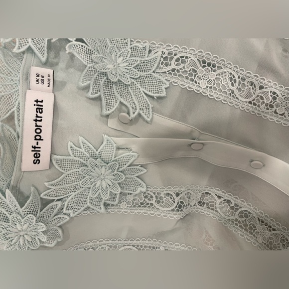 Self Portrait Blue Chiffon Lace Top - Picture 4 of 4